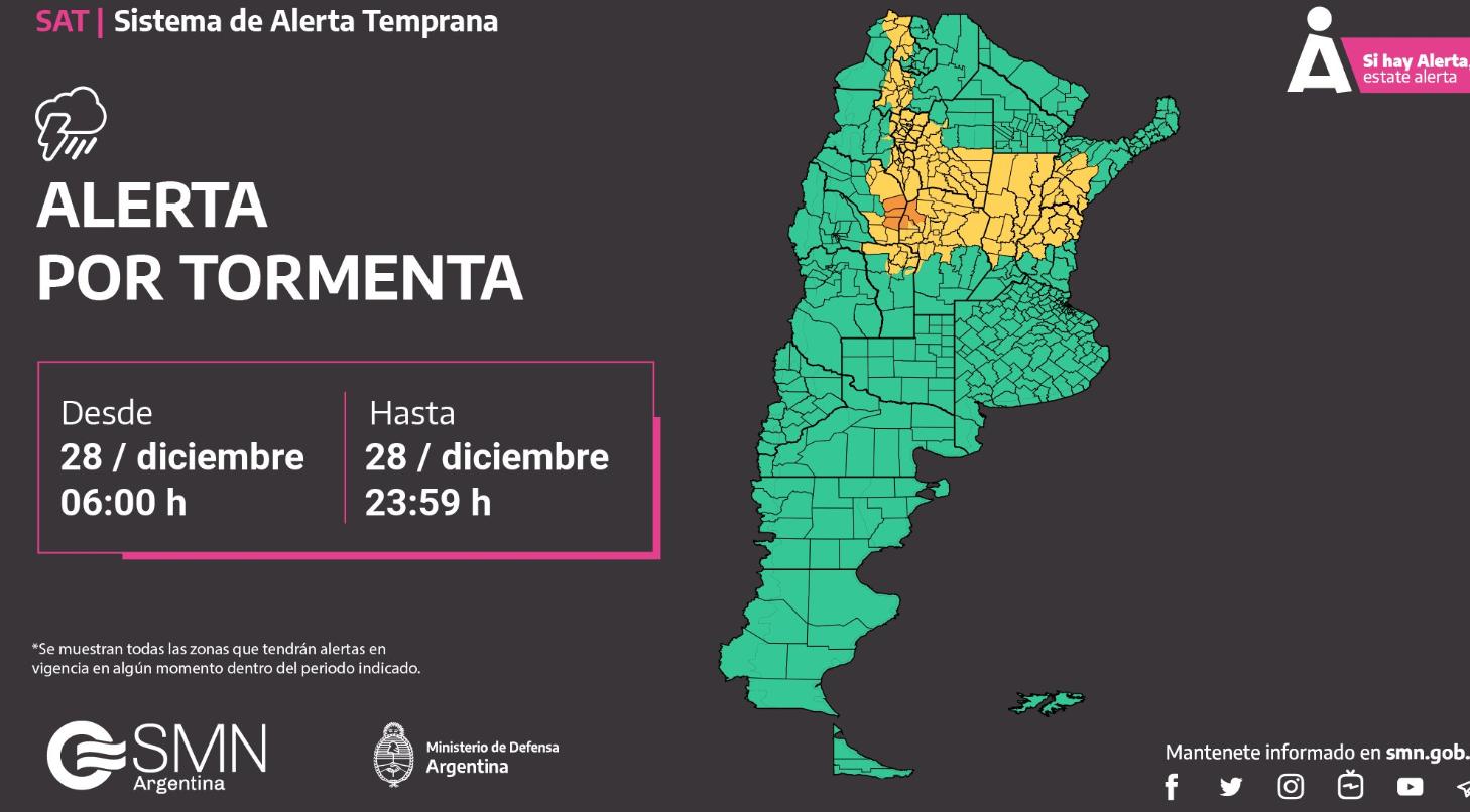 Alerta meteorológica en 12 provincias por tormentas y vientos intensos ...