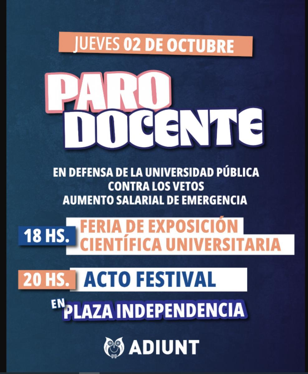 Docentes de la UNT realizan un paro por 24 horas y movilización por el ...